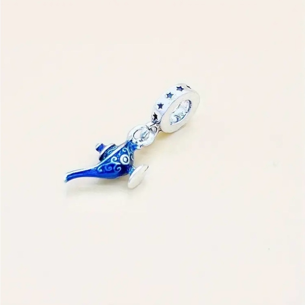 Blue and Silver Aladdin Lamp Charm Pendant